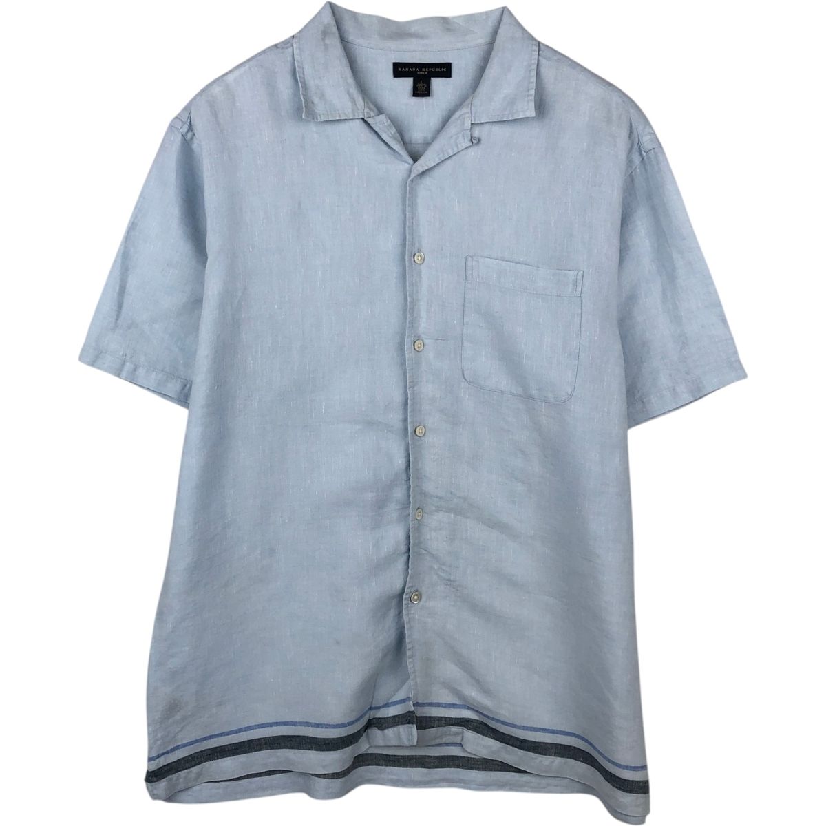 古着 バナナリパブリック BANANA REPUBLIC LINEN 半袖 オープンカラー リネンシャツ ボックスシャツ メンズL相当/eaa639998