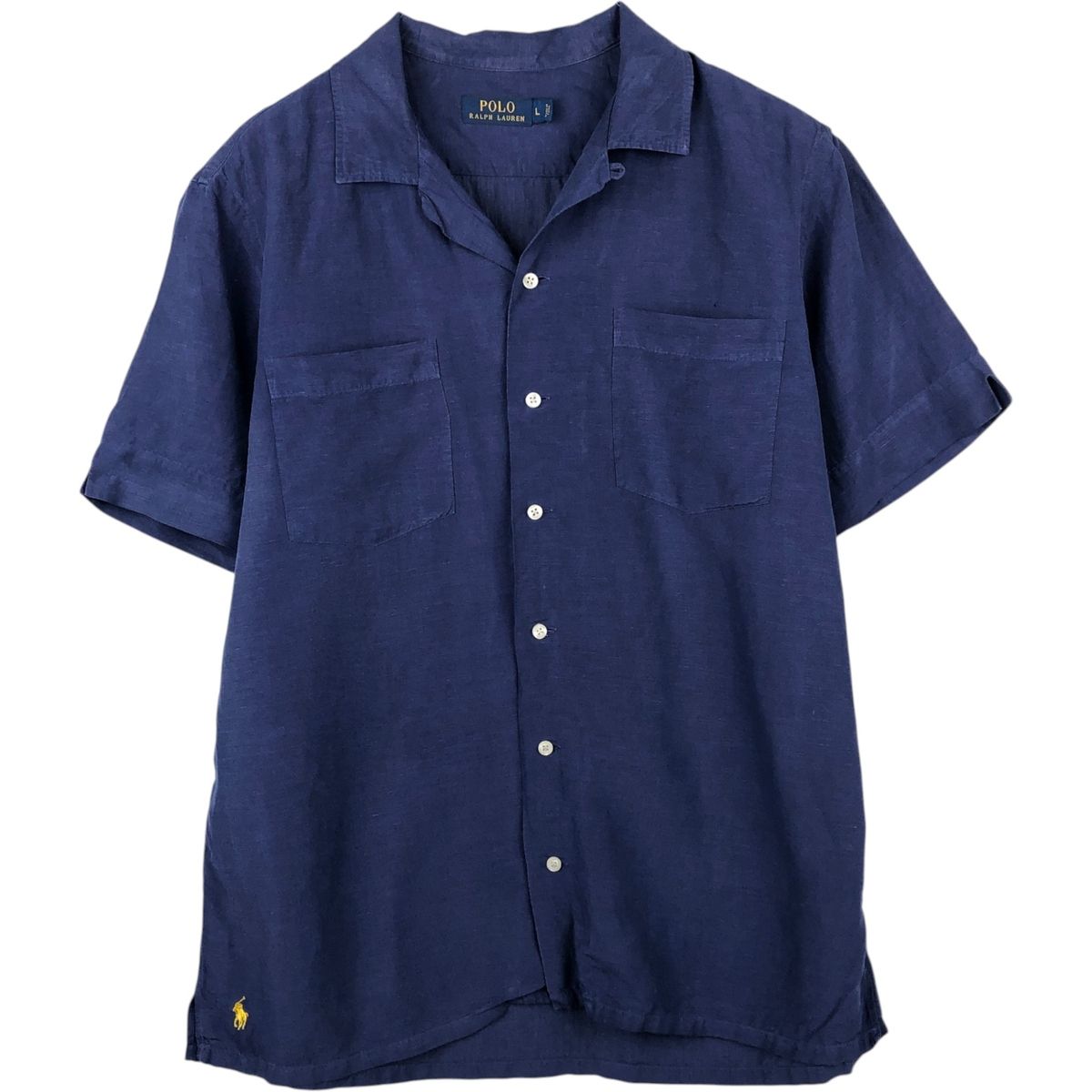 古着 ラルフローレン Ralph Lauren POLO RALPH LAUREN 半袖 オープンカラー リネンシャツ ボックスシャツ メンズL相当/evb031394