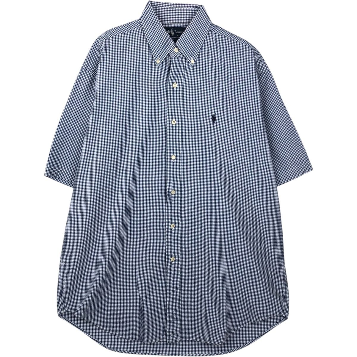 古着 ラルフローレン Ralph Lauren BLAKE ギンガムチェック シアサッカー 半袖 ボタンダウン チェックシャツ メンズM相当/eaa640996