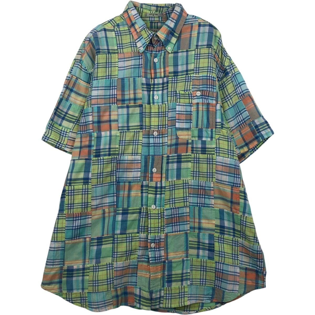 古着 00年代 オービス ORVIS マドラスチェック パッチワーク 半袖 ボタンダウン チェックシャツ メンズXL相当/eaa641431