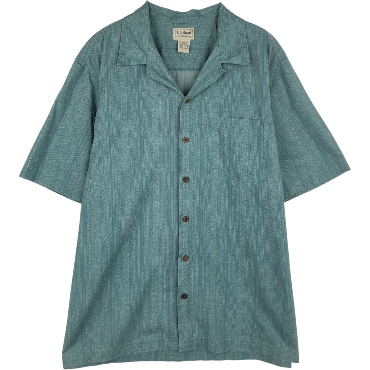 古着 90~00年代 エルエルビーン L.L.Bean 総柄 半袖 オープンカラー コットンシャツ ボックスシャツ メンズL相当 ヴィンテージ/eaa641416