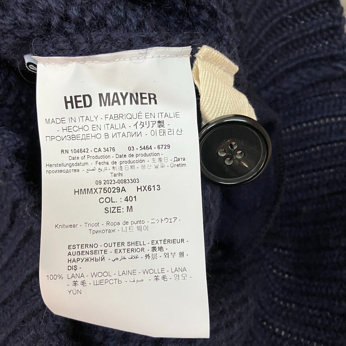 ヘドメイナー HED MAYNER 23AW タートルネック セーター ニット M ネイビー 紺 新品 イタリア製 HMMX75029A
