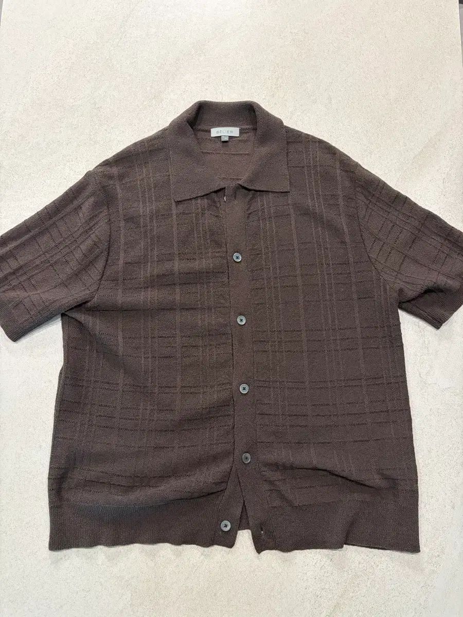 ベルリエ シャドウCHECK ショートスリーブ カーディガン ブラウン 100 ベルリエ シャドウCHECK ショートスリーブ カーディガン ブラウン 100