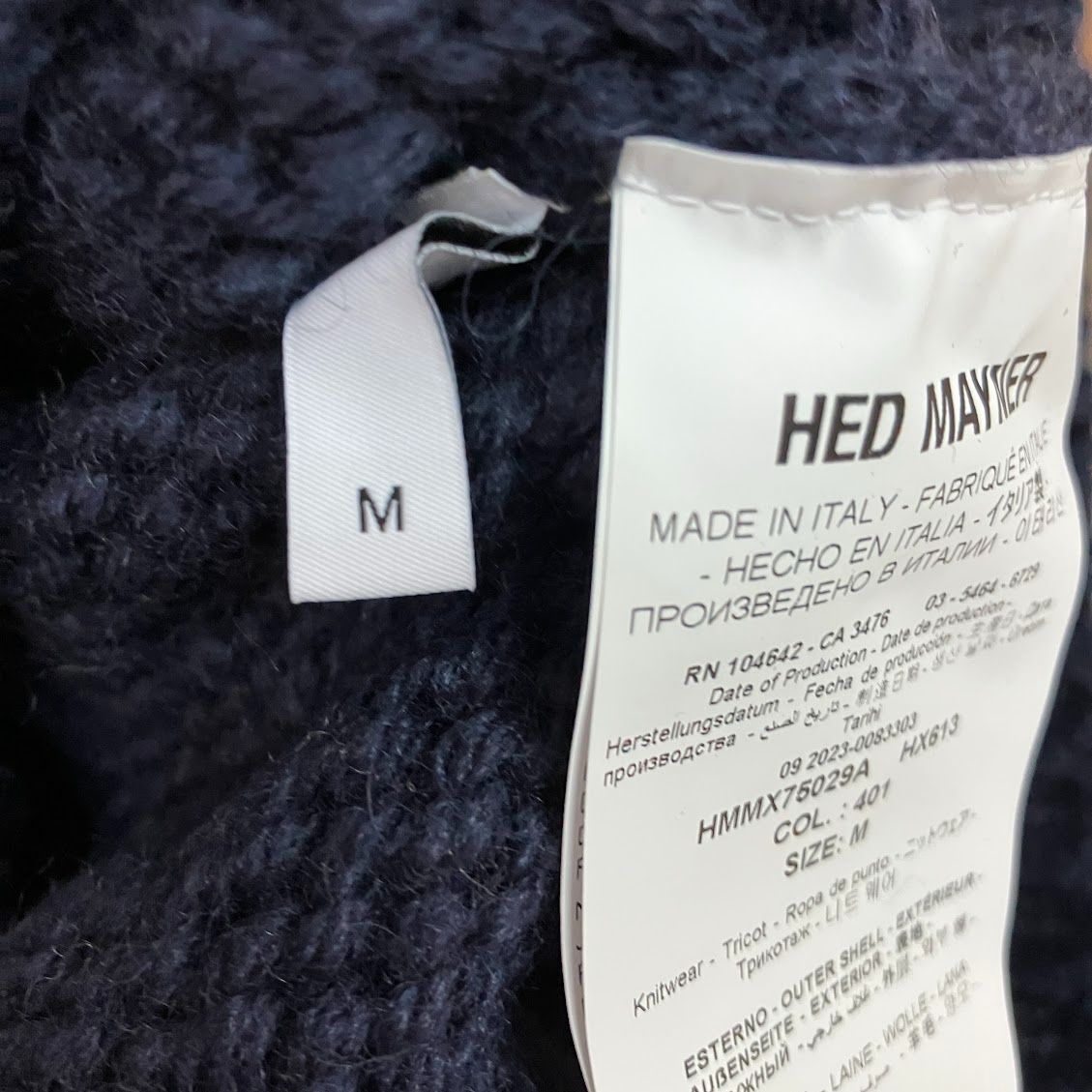 ヘドメイナー HED MAYNER 23AW タートルネック セーター ニット M ネイビー 紺 新品 イタリア製 HMMX75029A