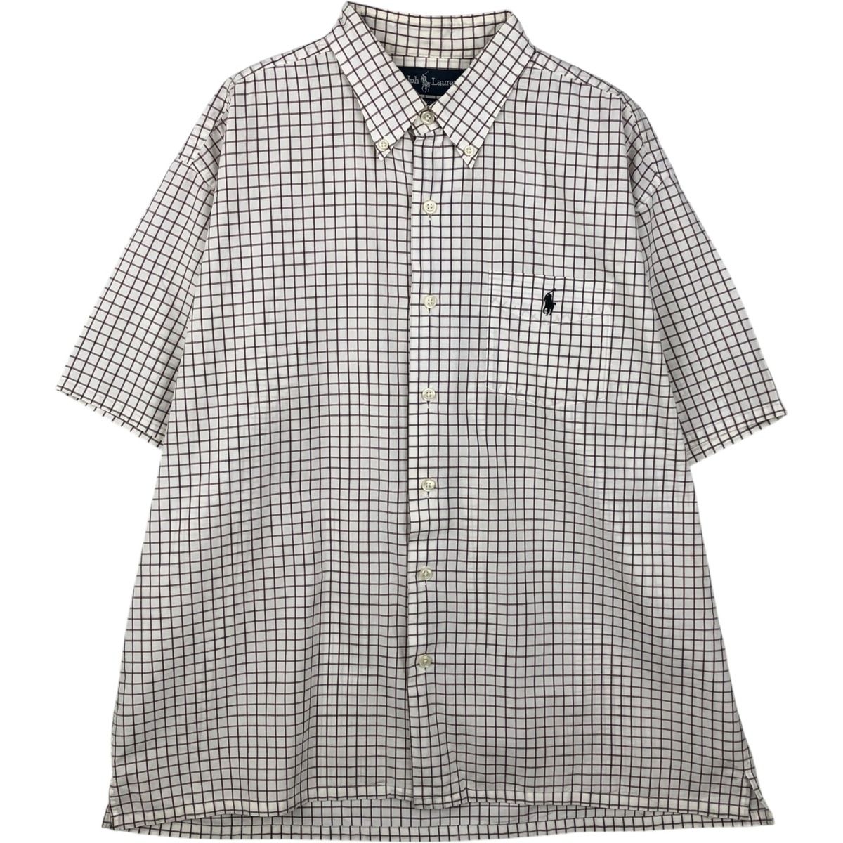 古着 ラルフローレン Ralph Lauren GREGGOR 半袖 ボタンダウン チェックシャツ ボックスシャツ メンズL相当/eaa641142
