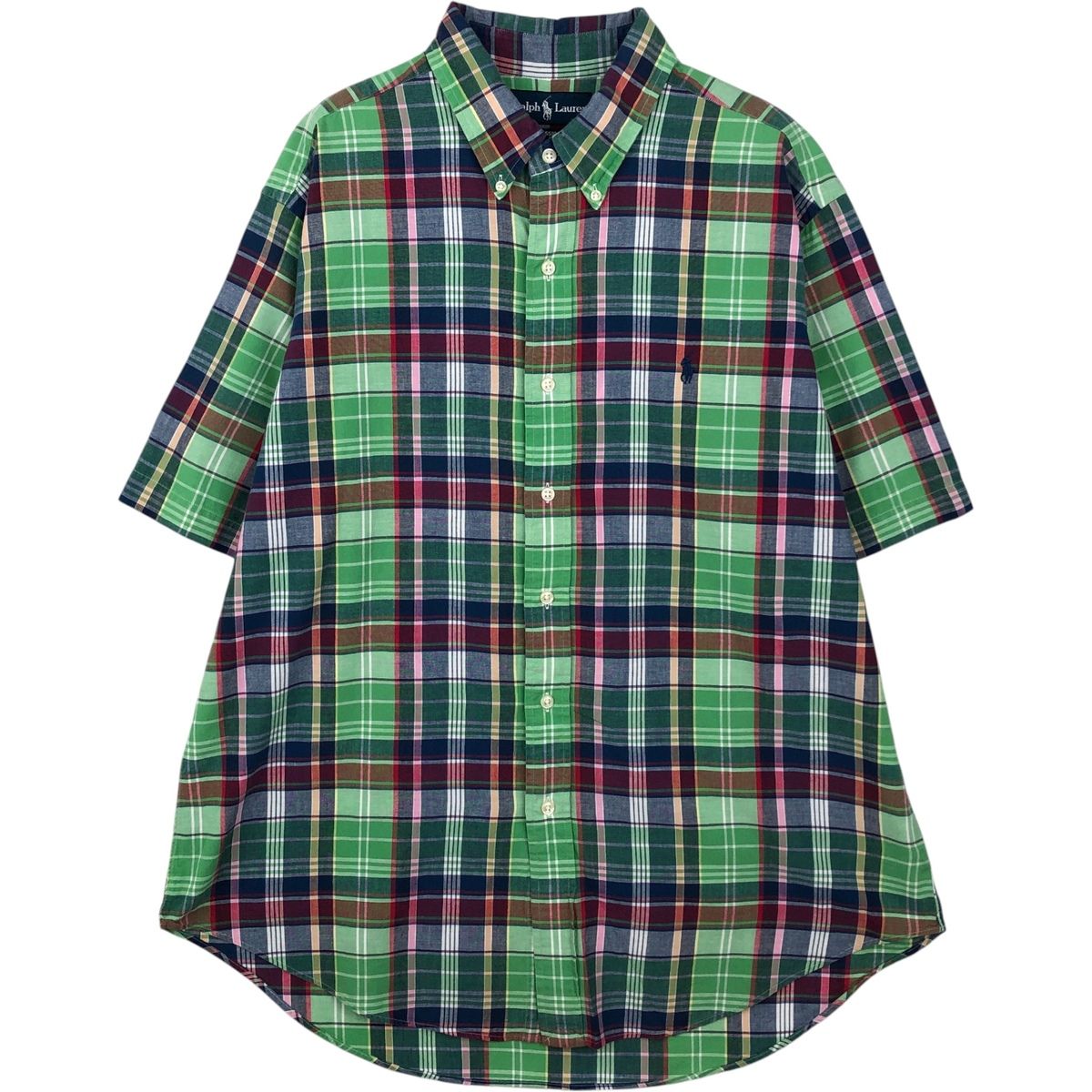 古着 ラルフローレン Ralph Lauren CLASSIC FIT クラシックフィット マドラスチェック 半袖 ボタンダウン チェックシャツ/eaa641166