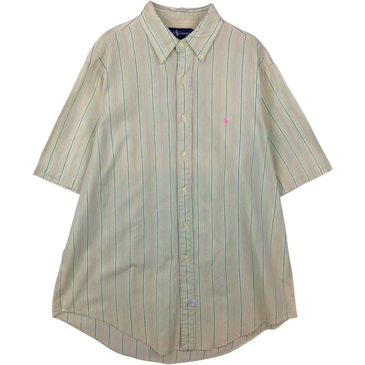 古着 ラルフローレン Ralph Lauren 半袖 ボタンダウン ストライプシャツ メンズXL相当/eaa641167