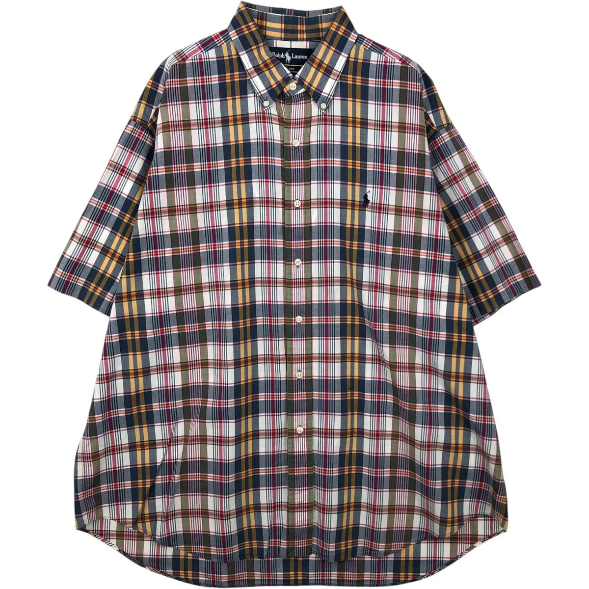 古着 ラルフローレン Ralph Lauren BLAKE 半袖 ボタンダウン チェックシャツ メンズXL相当/eaa641175