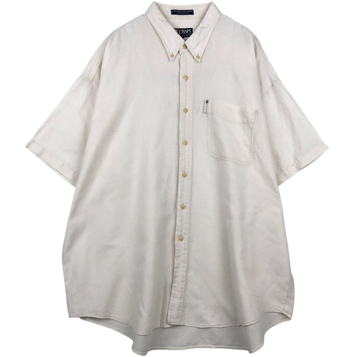 古着 ラルフローレン Ralph Lauren CHAPS チャップス 半袖 リネン×コットン ボタンダウンシャツ メンズXXL相当/eaa641618