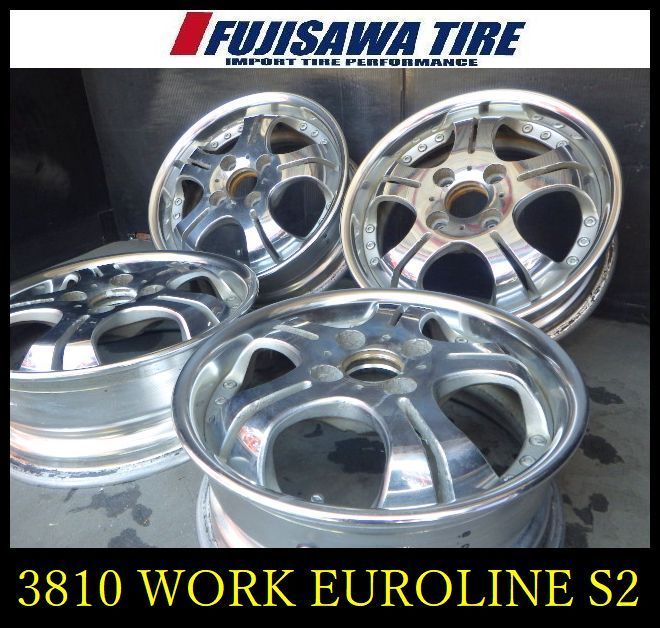 【3810】B送料無料▲WORK EUROLINE S2　サイズ実測▲14x5.0J 4穴 100 +45▲4本 26102897 3810】B送料無料△WORK EUROLINE S2 サイズ実測△14x5.0J 4穴 100 +45