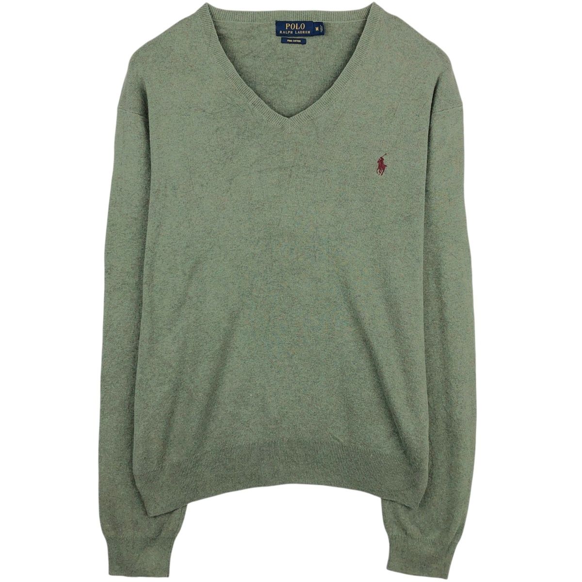 古着 ラルフローレン Ralph Lauren POLO RALPH LAUREN Vネック ピマコットンニットセーター メンズM相当/eaa637234