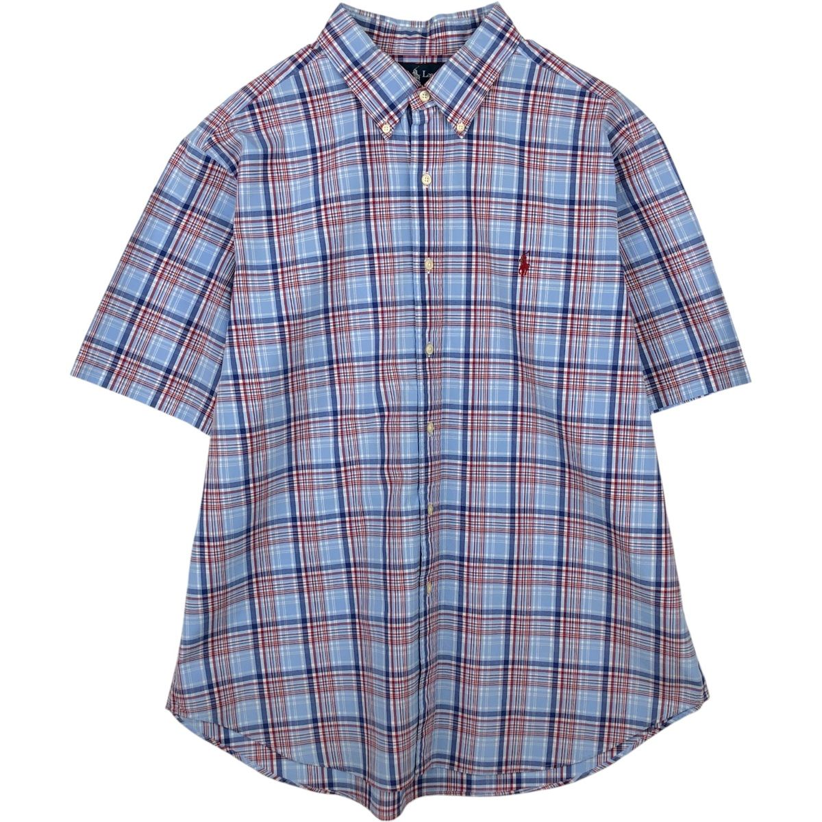 古着 ラルフローレン Ralph Lauren CLASSIC FIT 半袖 ボタンダウン チェックシャツ メンズXL相当/eaa641191