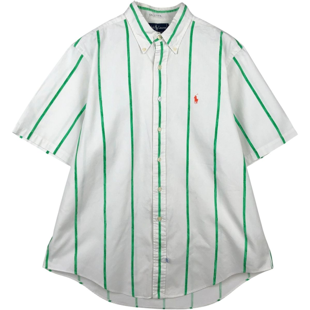 古着 ラルフローレン Ralph Lauren 半袖 ボタンダウン ストライプシャツ シンガポール製 メンズXL相当/eaa641202