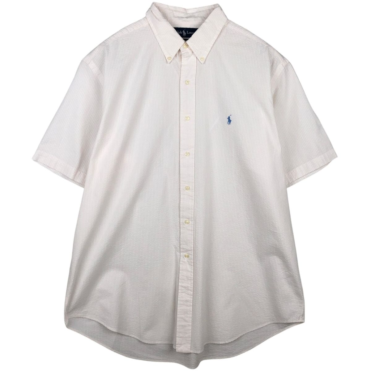 古着 ラルフローレン Ralph Lauren CLASSIC FIT シアサッカー 半袖 ボタンダウン ストライプシャツ メンズXL相当/eaa641196