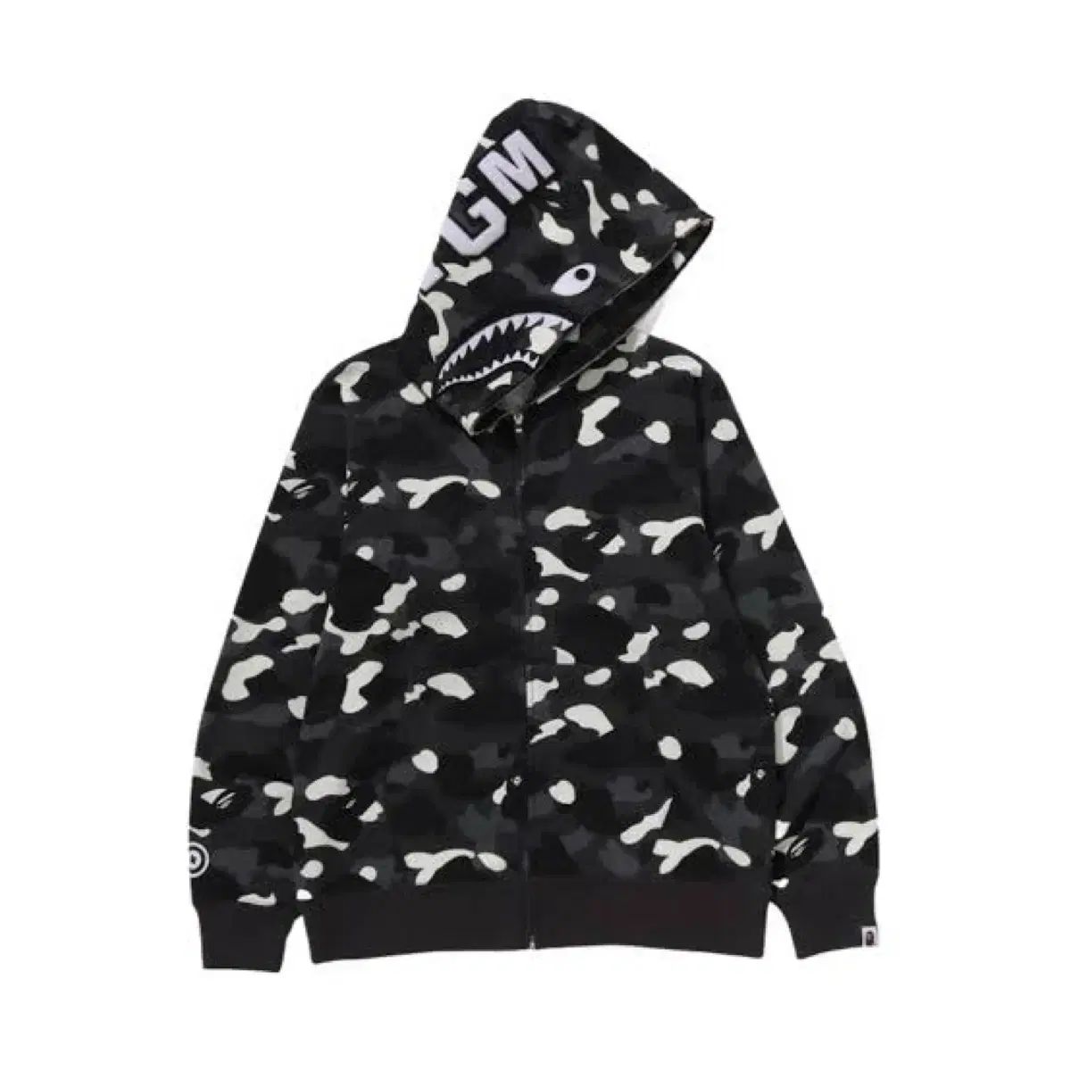 A BATHING APE アベイシングエイプ シティ カモフラ シャーク フードジップアップ ブラック