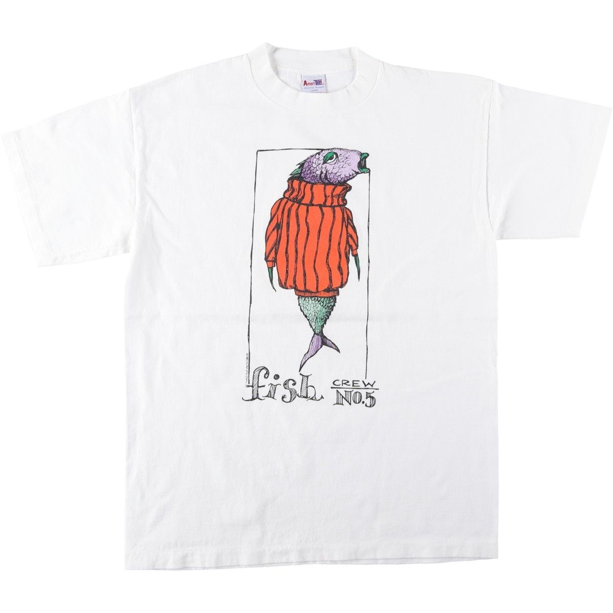 古着 90年代 AMERI TEES 魚柄 プリントTシャツ USA製 メンズL相当 ヴィンテージ/eaa642120