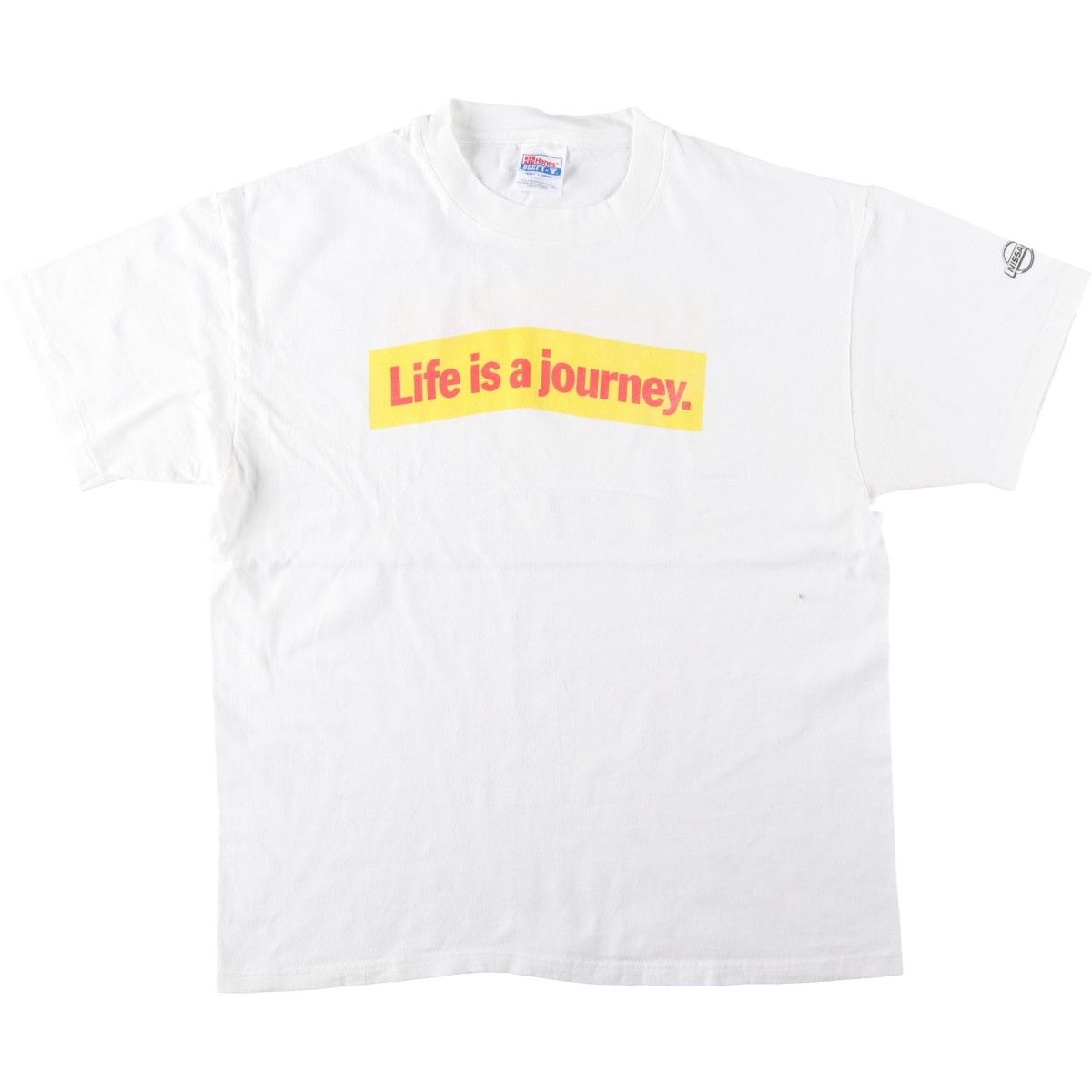 古着 90年代 ヘインズ Hanes BEEFY-T 青タグ メッセージプリントTシャツ USA製 メンズL相当 ヴィンテージ/eaa642208