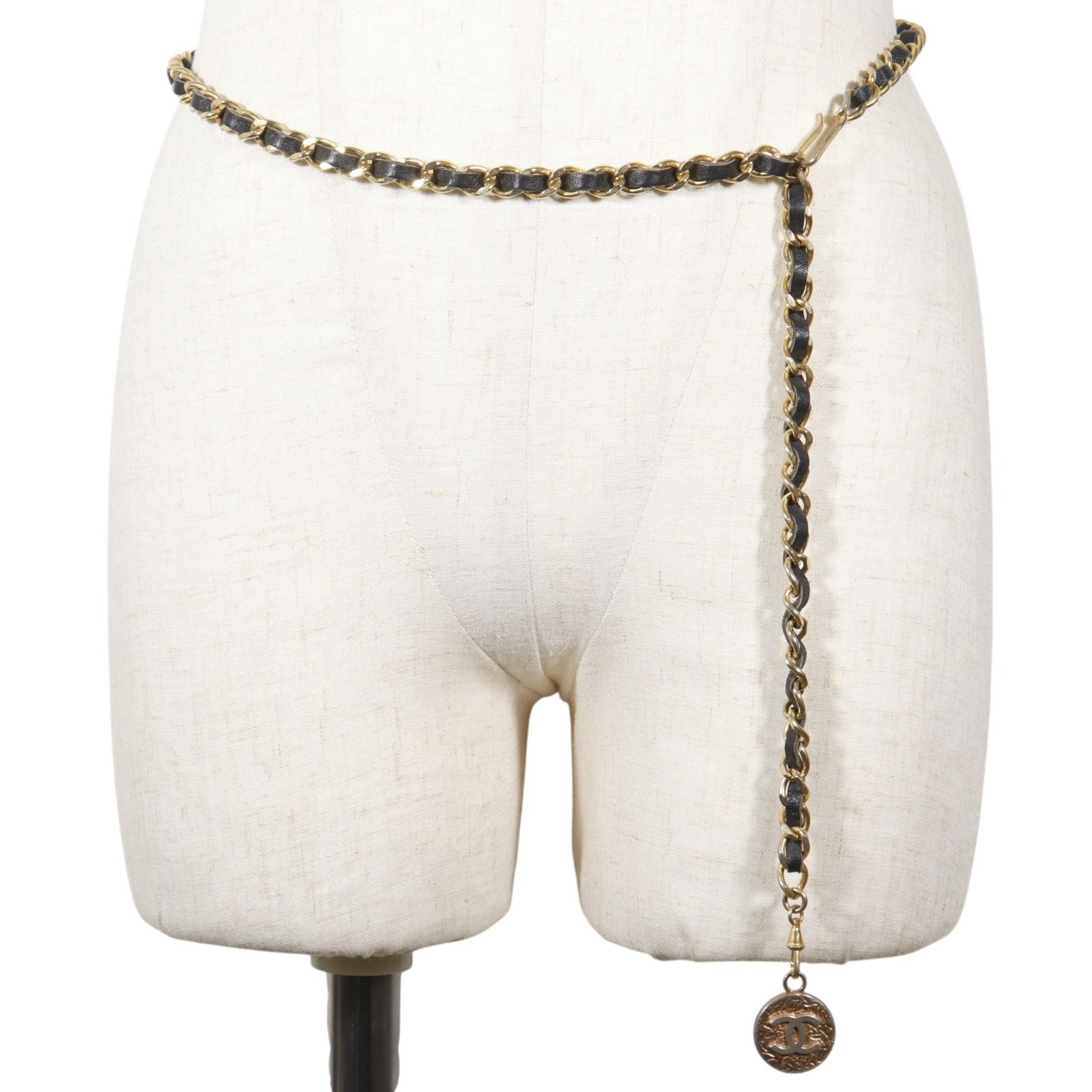 【CHANEL】シャネル チェーンベルト ココマーク ヴィンテージ 金メッキ×レザー 黒 レディース ベルト 【CHANEL】シャネル チェーンベルト ココマーク ヴィンテージ 金メッキ×レザー 黒 レディース ベルト
