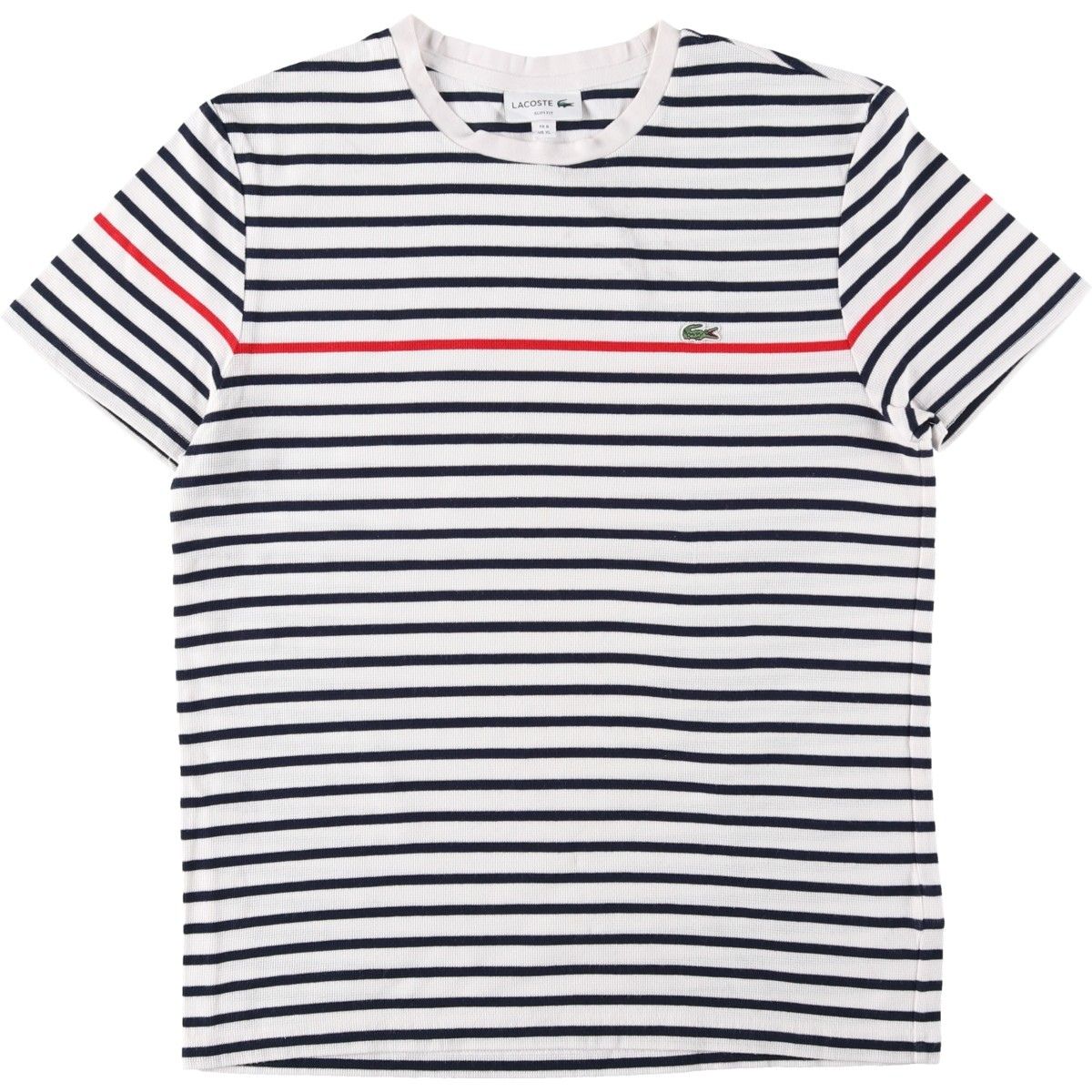 古着 ラコステ LACOSTE SLIM FIT 鹿の子 半袖 ボーダーTシャツ メンズXL相当/eaa642004