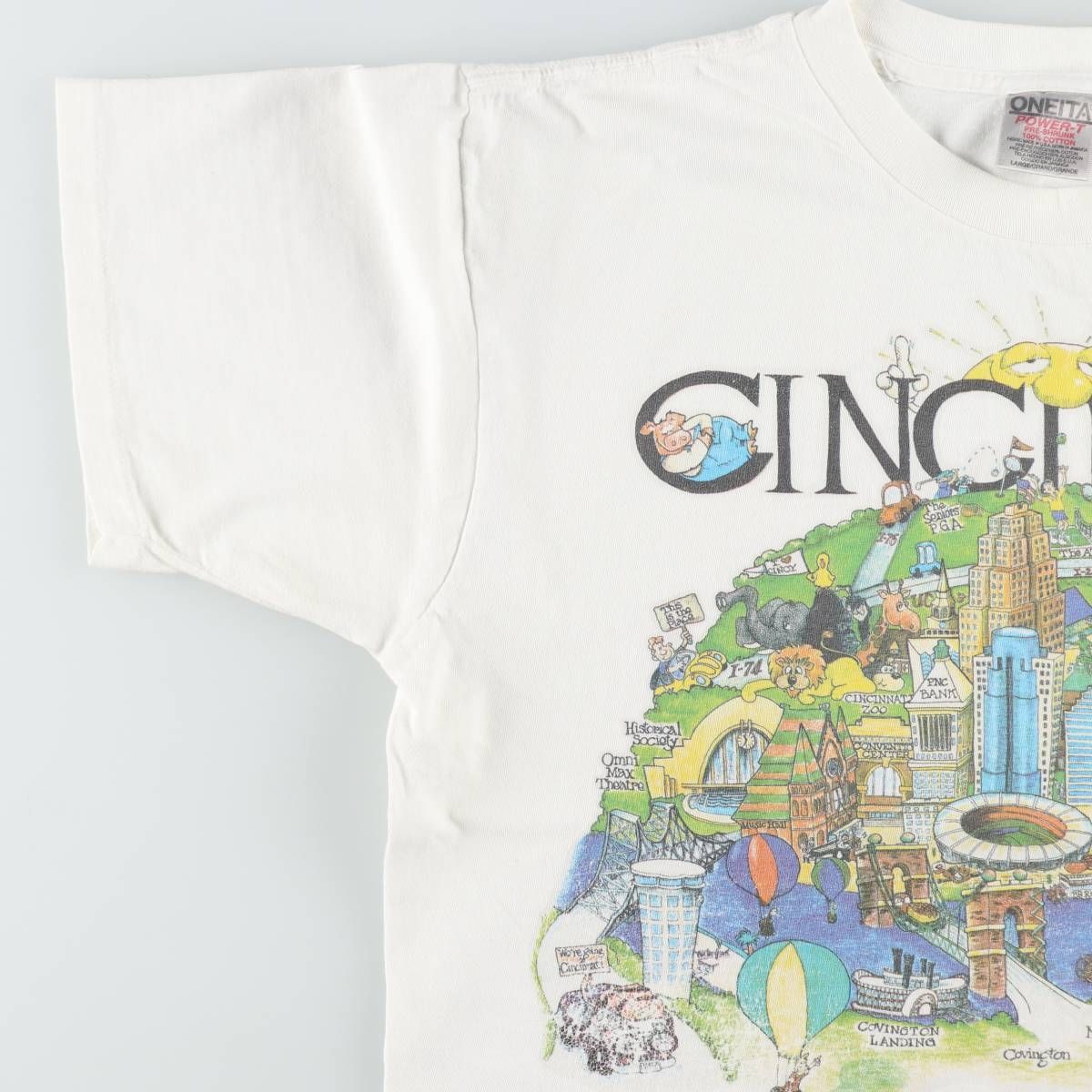 古着 90年代 オニータ ONEITA POWER-T プリントTシャツ メンズL相当 クルーネック(丸首)/eaa642175 古着 90年代 オニータ ONEITA POWER-T プリントTシャツ メンズL相当 クルーネック(丸首)/eaa642175