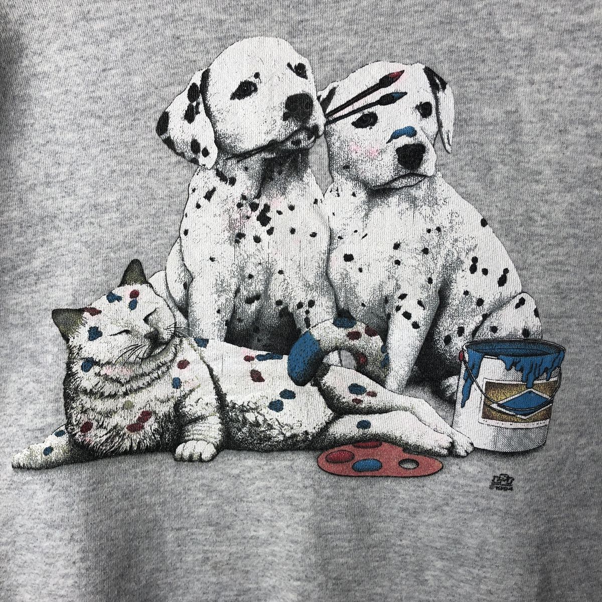 古着 90年代 COTTON GROVE 犬柄 ネコ柄 アニマル スウェットシャツ 