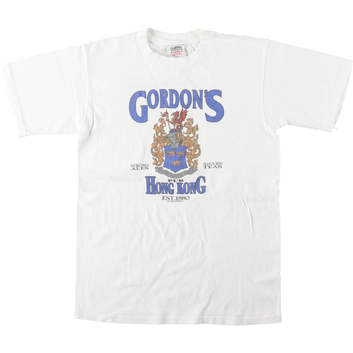 古着 90年代 オニータ ONEITA POWER-T Gordon's Pub Hong Kong プリントTシャツ USA製 メンズM相当 ヴィンテージ/eaa642185
