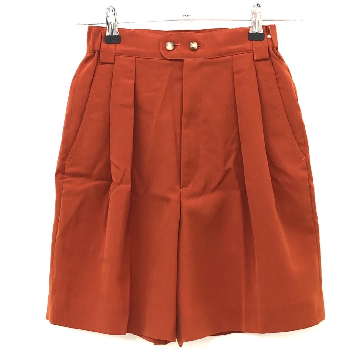【新品】MUスポーツ ショートパンツ ダークオレンジ ストレッチウエスト一部ゴム ヒップロゴ レディース 38(S) ゴルフウェア M・U SPORTS
