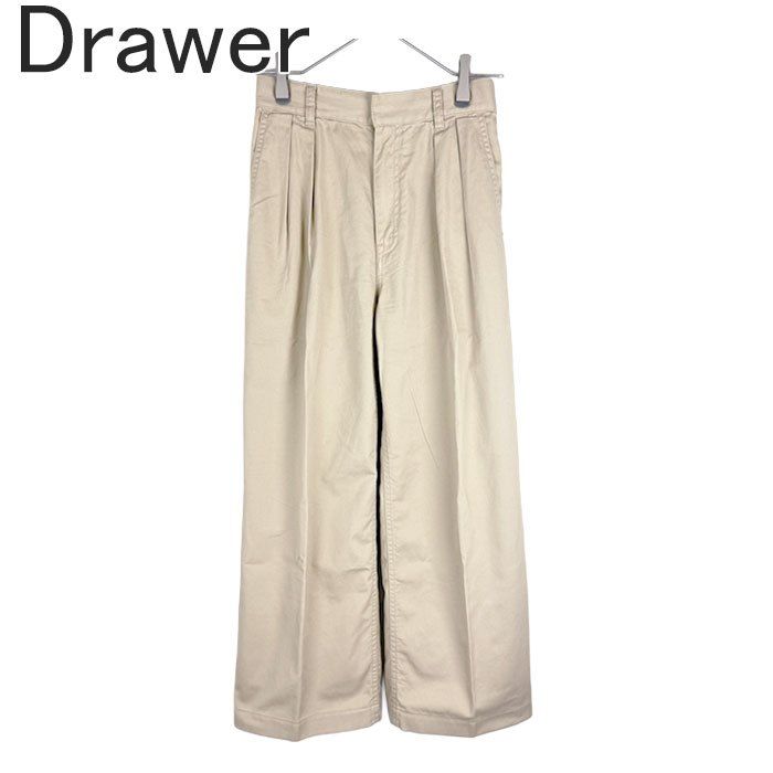 DRAWER ドゥロワー　チノパンツ Drawer ドゥロワー チノパン ワイドパンツ 34 ベージュ コットン100