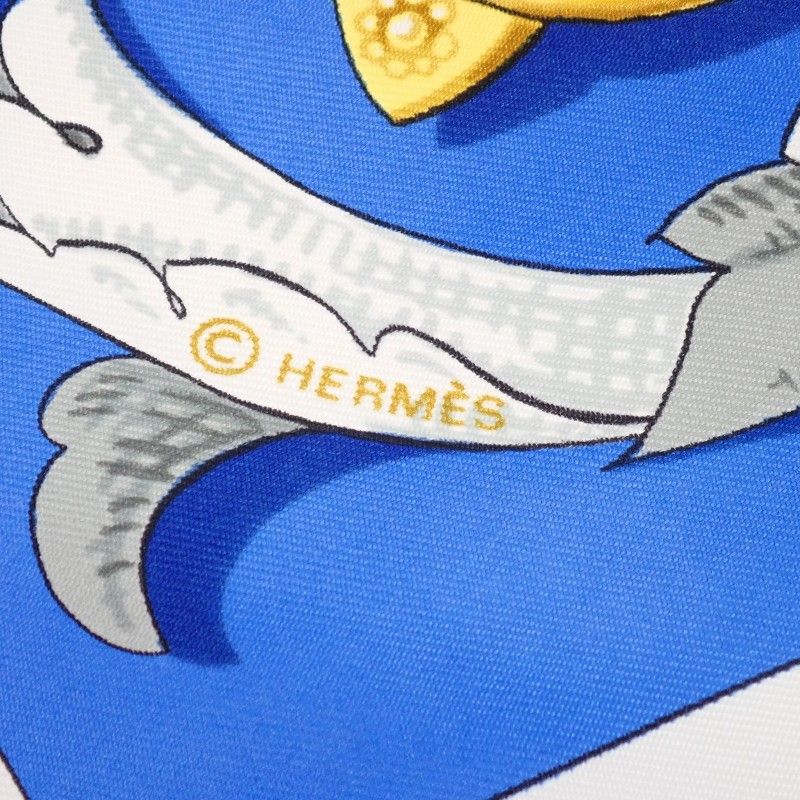 エルメス HERMES カレ90 LE MORS A LA CONETABLE 轡の気品 スカーフ ストール 大判 シルク ブルー マルチカラー レディース【中古】【Aランク】