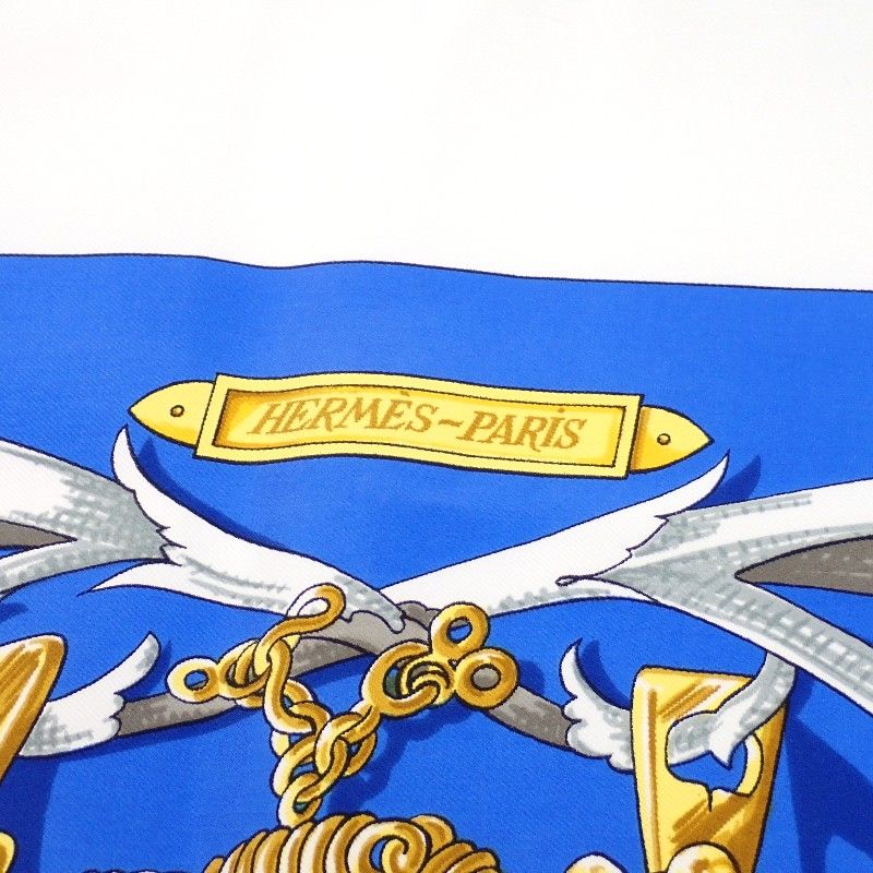 エルメス HERMES カレ90 LE MORS A LA CONETABLE 轡の気品 スカーフ ストール 大判 シルク ブルー マルチカラー レディース【中古】【Aランク】