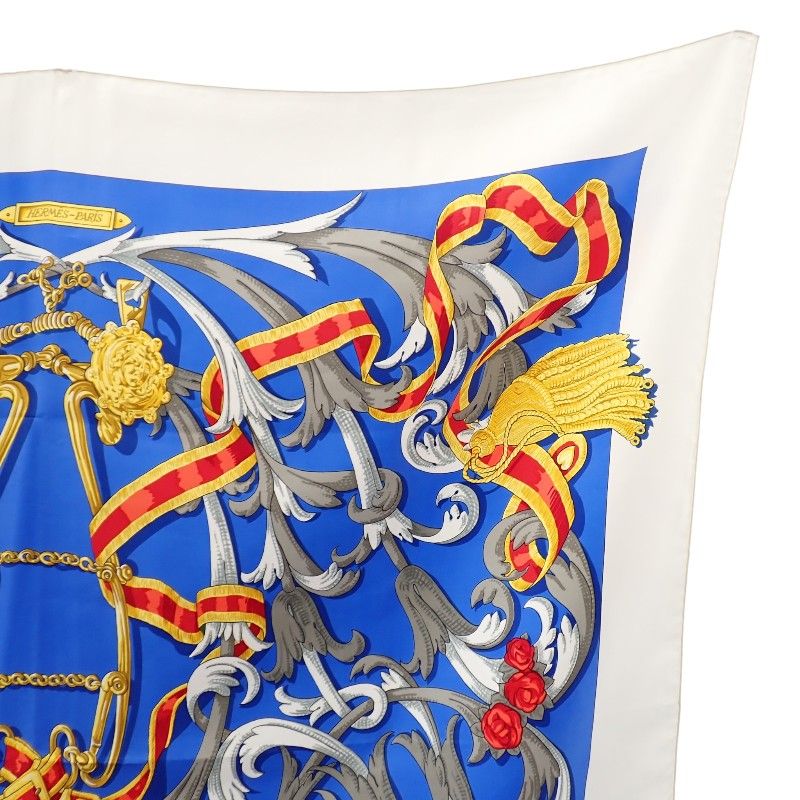 エルメス HERMES カレ90 LE MORS A LA CONETABLE 轡の気品 スカーフ ストール 大判 シルク ブルー マルチカラー レディース【中古】【Aランク】