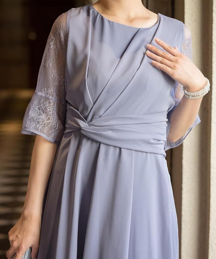 AUNI(アウニイ) パーティ ワンピース ドレス レディース ウエスト モチーフ ベルト 結婚式およばれワンピース パーティードレス (ブルーグレー / 77000034, S) AUNI(アウニイ) パーティ ワンピース ドレス レディース ウエスト モチーフ ベルト 結婚式およばれワンピース パーティードレス (ブルーグレー / 77000034, S)
