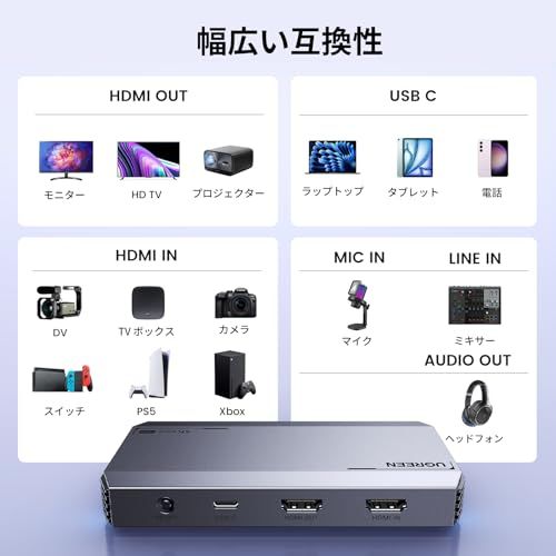 【新品】UGREEN 4K@60Hz HDMI キャプチャーボード パススルー機能 1080P@240Hz HDR VRR USB3.1 Gen1 5Gbps超低遅延 高速転送 ゲーム実況生配信 会議 ライブ配信 録画 画面共有 Switch ee2a9880 【新品】UGREEN 4K@60Hz HDMI キャプチャーボード パススルー機能 1080P@240Hz HDR VRR USB3.1 Gen1 5Gbps超低遅延 高速転送 ゲーム実況生配信 会議 ライブ配信 録画 画面共有 Switch ee2a9880
