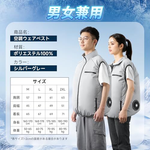 【新品】[AAL] 空調作業服 ベスト ファン付きベスト 空調ウェア 作業服 冷却服 3D循環送風 3段階風量調節可 超軽量 通気 M-2XLサイズ 最大25時間送風 UVカット PSE認証済 熱中症予防 猛暑対策 男女兼用 2XL d8357fd4