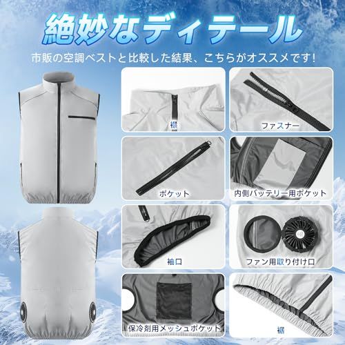【新品】[AAL] 空調作業服 ベスト ファン付きベスト 空調ウェア 作業服 冷却服 3D循環送風 3段階風量調節可 超軽量 通気 M-2XLサイズ 最大25時間送風 UVカット PSE認証済 熱中症予防 猛暑対策 男女兼用 2XL d8357fd4