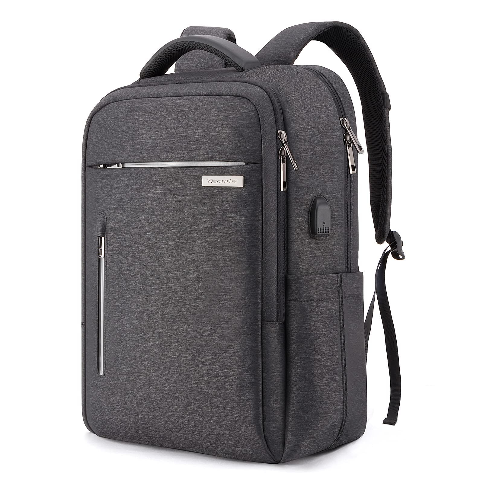 【新品】[Tzowla] 補強ファスナー ビジネスリュック バックパック １５．６インチＰＣリュック 大容量 多機能 耐水 ＵＳＢ充電ポート 撥水加工 耐衝撃 盗難防止 男女兼用 通勤 出張 通学 ? ダークグレー色 da6d7038