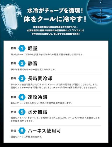 アイスマンベストPRO X II 水冷服 ICMPX2-BLV-SET ブラック 2025モデル 山真 フルハーネス対応 アイスマンベスト プロ X 薄型 ICEMAN送料無料