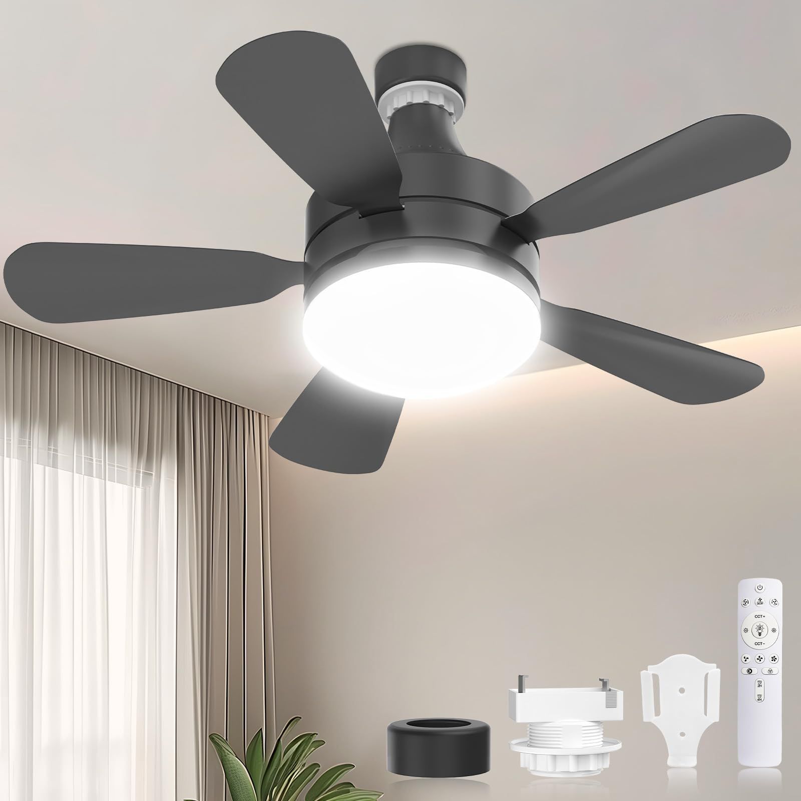 SUKITEN シーリングファンライト 6~8畳 正逆回転 小型 28W 3,000lm DCモーター 扇風機 【2026年最新進化・壁スイッチメモリー機能】 E26口金 引掛けシーリング対応 調光調色 タイマー/メモリー機能 リモコン付き サーキュレ送料無料