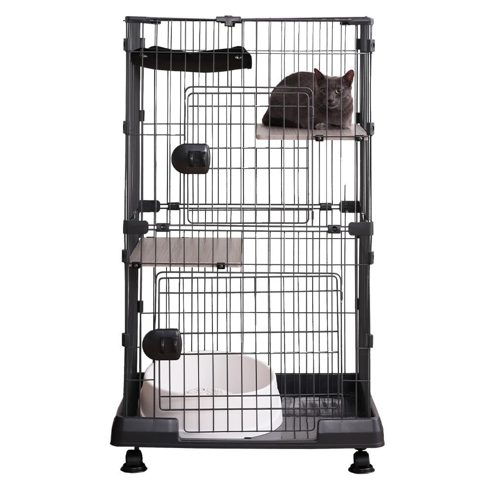 アイリスオーヤマ 猫 ケージ ミニタイプ 2段 ハンモック付き マットグレー 幅69×奥行54.5×高さ115cm ?PMCC115H送料無料