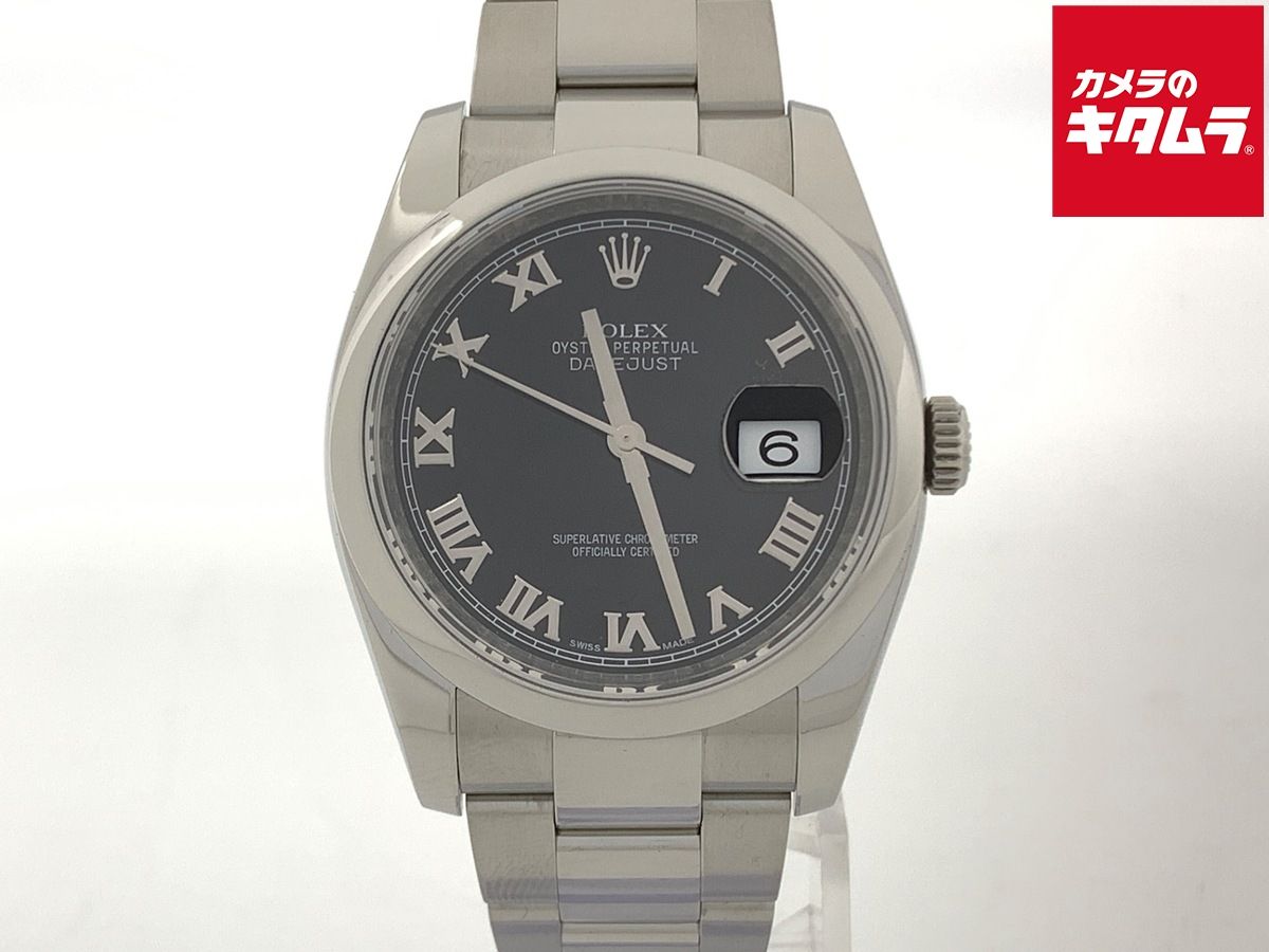 【中古】 【美品】 ロレックス(ROLEX) デイトジャスト 36 ブラック 116200 ステンレス ローマ OB
