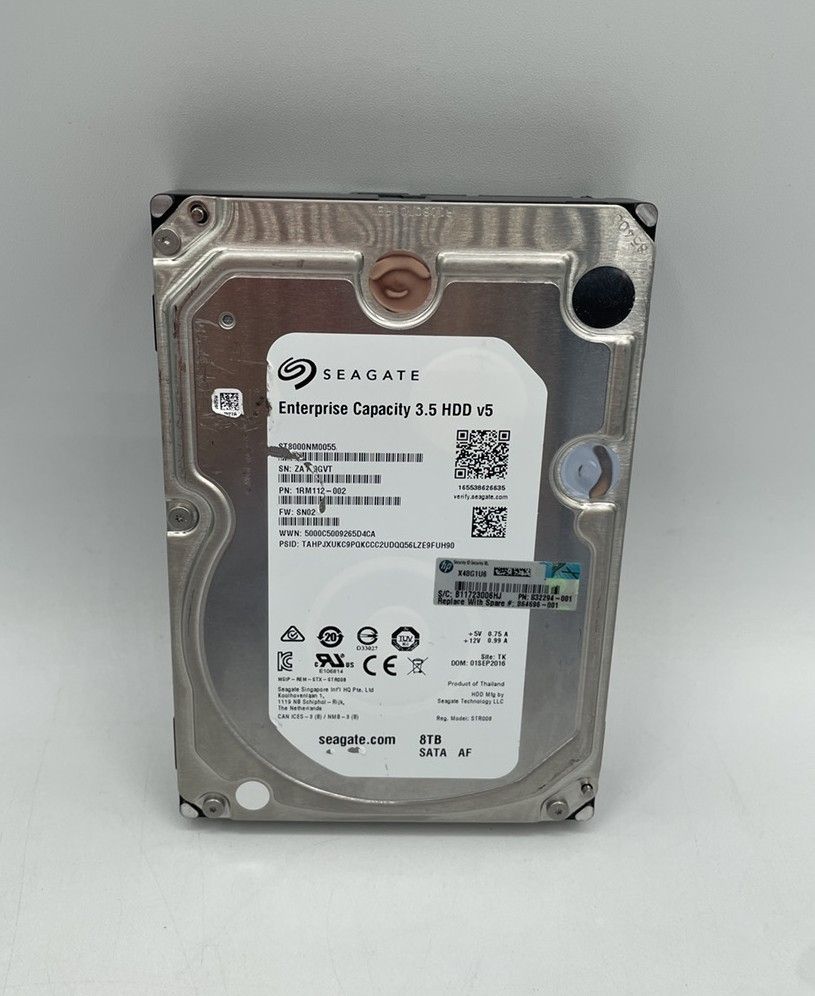 【中古品】Seagate Enterprise Capacity 3.5 HDD v5 ST8000NM0055 SATA HDD 8TB大容量 動作保証