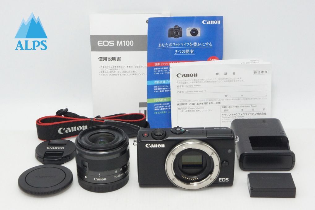 Canon キヤノン EOS M100 ボディ+ EF-M 15-45mm IS STM レンズキット ミラーレス一眼カメラ ブラック 260502w