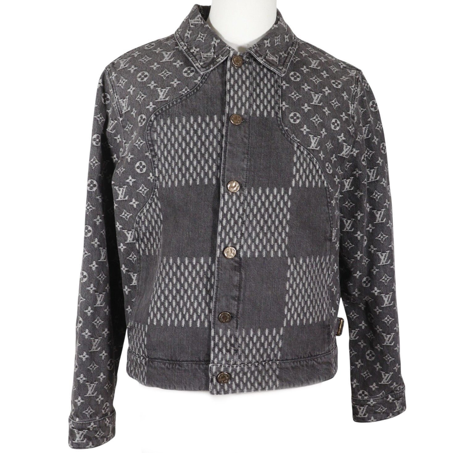 【LOUIS VUITTON】ルイ・ヴィトン ジャイアントダミエ ウェーブスモノグラム NIGOコラボ HJA11WUZC コットン グレー メンズ デニムジャケット