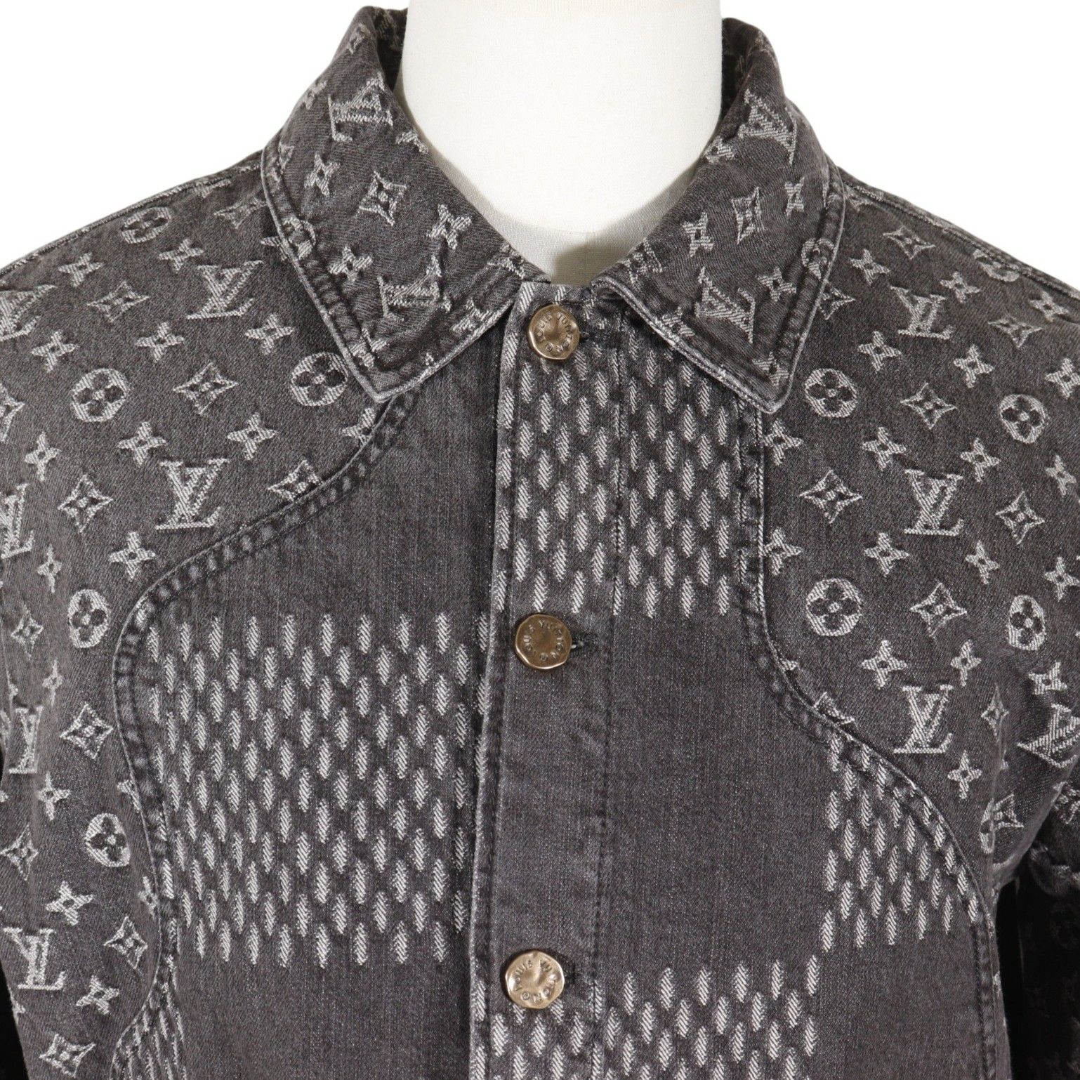 【LOUIS VUITTON】ルイ・ヴィトン ジャイアントダミエ ウェーブスモノグラム NIGOコラボ HJA11WUZC コットン グレー メンズ デニムジャケット