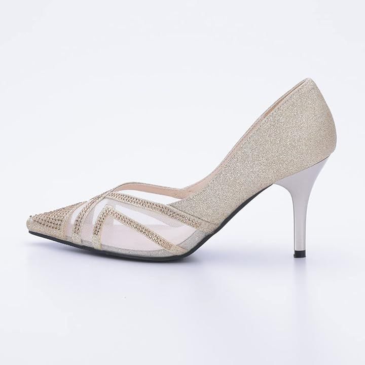 AUNI(アウニイ) パンプス レディース 靴 歩きやすい 結婚式 ポインテッドトゥ 8cm ヒール キャバヒール お呼ばれ パーティー フォーマル ウェッジソール 黒 浅め ベロア (ブラック / 3415, 24.5 cm)