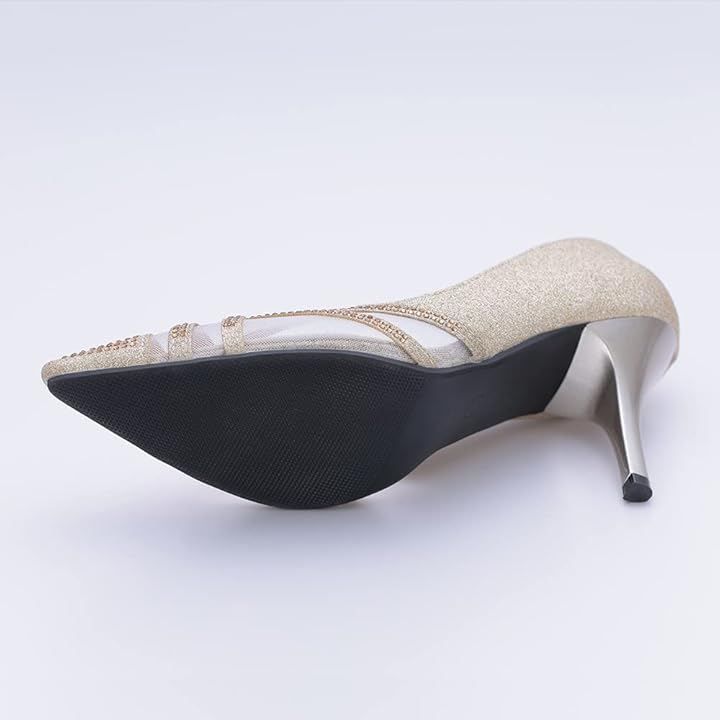 AUNI(アウニイ) パンプス レディース 靴 歩きやすい 結婚式 ポインテッドトゥ 8cm ヒール キャバヒール お呼ばれ パーティー フォーマル ウェッジソール 黒 浅め ベロア (ブラック / 3415, 24.5 cm)