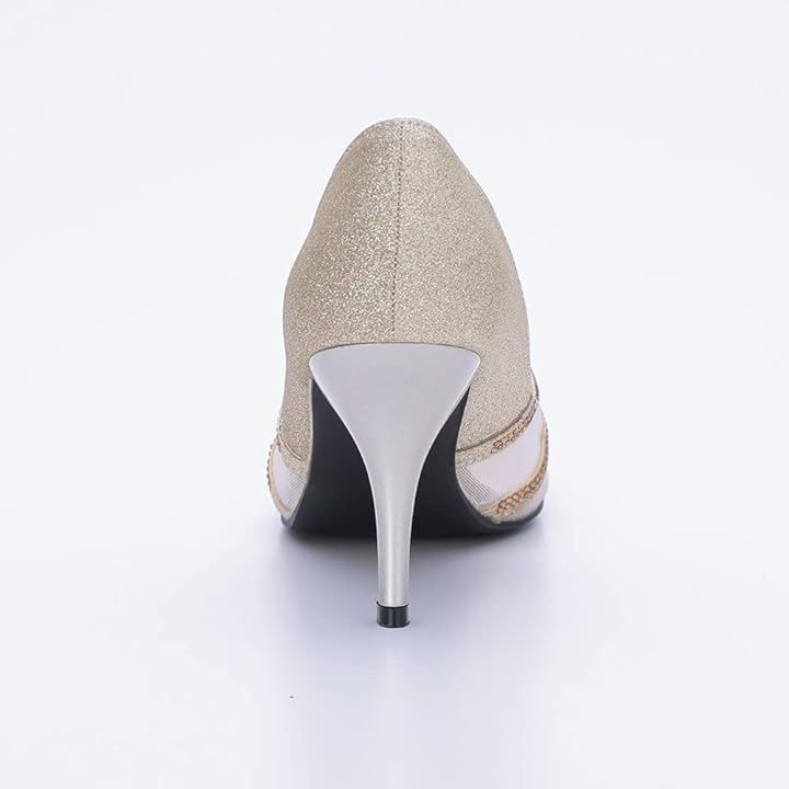 AUNI(アウニイ) パンプス レディース 靴 歩きやすい 結婚式 ポインテッドトゥ 8cm ヒール キャバヒール お呼ばれ パーティー フォーマル ウェッジソール 黒 浅め ベロア (ブラック / 3415, 24.5 cm)