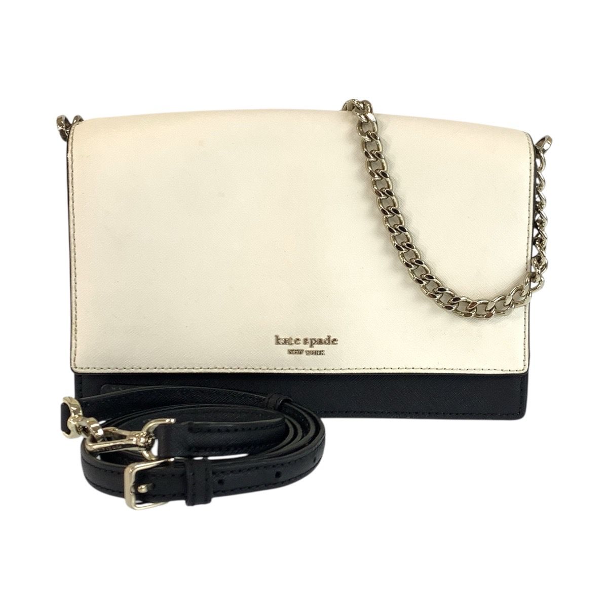 美品 Kate Spade ケイトスペード ホワイト ブラック シルバー金具 