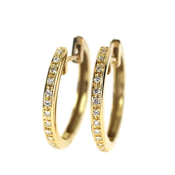 K18YG ダイヤモンド フープ ピアス 0.36ct - メルカリ