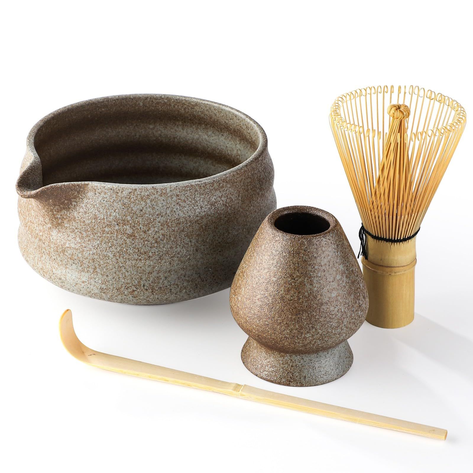 【新品】片口抹茶碗セット お点前セット 茶道具 抹茶道具 抹茶茶道 茶碗茶筅立て 茶杓 茶筅(百本立) 片口式波身 8a118597